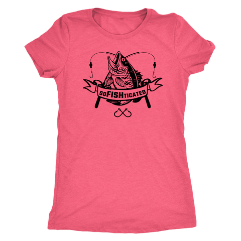 Image of soFISHticated Womens Black Print T-shirt Next Level Womens Triblend Vintage Light Pink S