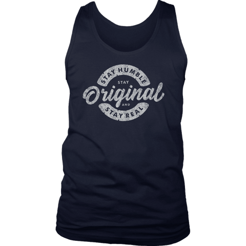 Image of Stay Real, Stay Original Mens Shirts T-shirt District Mens Tank Navy S