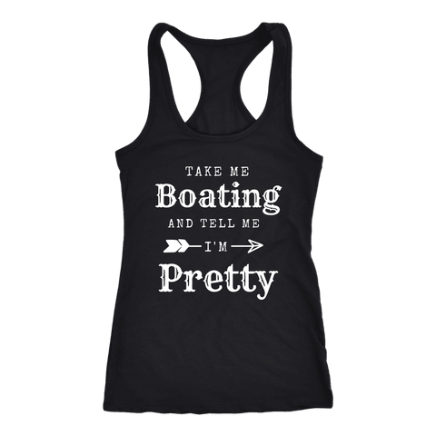 Image of Take Me Boating Womens Shirts T-shirt Next Level Racerback Tank Black XS