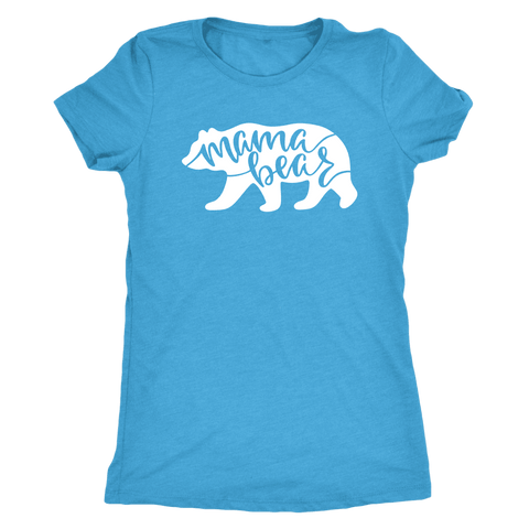 Image of Mama Bear Shirts T-shirt Next Level Womens Triblend Vintage Turquoise S