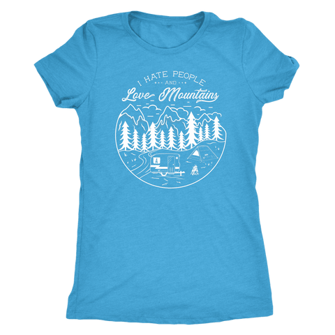 Image of Hate Peeps, Love Mountains T-shirt Next Level Womens Triblend Vintage Turquoise S