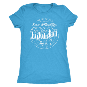 Hate Peeps, Love Mountains T-shirt Next Level Womens Triblend Vintage Turquoise S