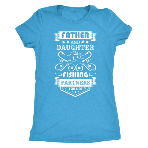 Image of Father and Daughter Fishing Partners T-shirt Next Level Womens Triblend Vintage Turquoise S