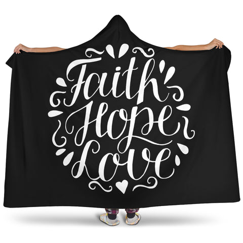 Image of Faith Hope Love Hooded Blanket