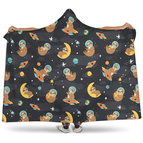 Image of Sleeping Space Sloth Hooded Blanket Small Pattern