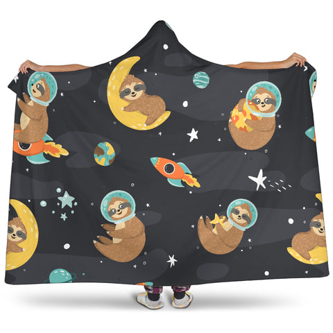 Image of Sleeping Sloth Hooded Blanket Large Print
