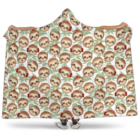 Image of DJ Sloth Hooded Balnket Small Print