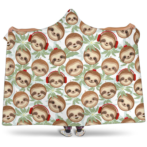 Image of Dj Sloth Hooded Blanket Large Print