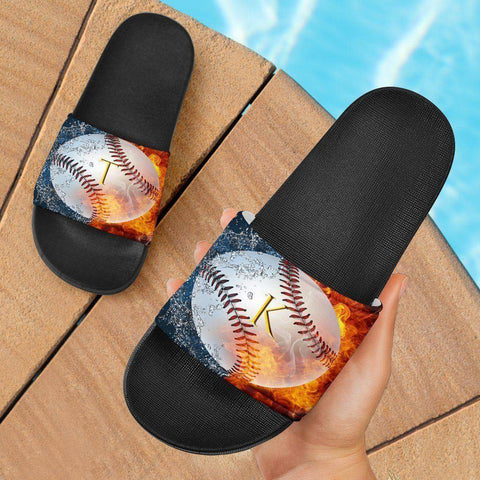 Image of Custom Baseball Slide Sandals | TK Black