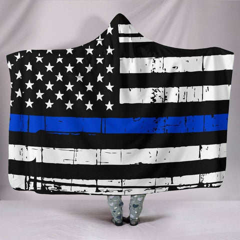 Image of Thin Blue Line Hooded Blanket 
