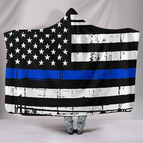 Image of Thin Blue Line Hooded Blanket