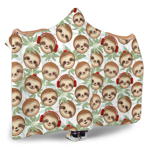 Dj Sloth Hooded Blanket Large Print