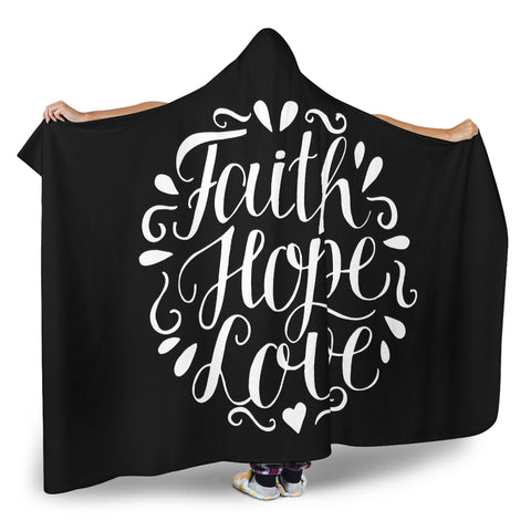 Image of Faith Hope Love Hooded Blanket