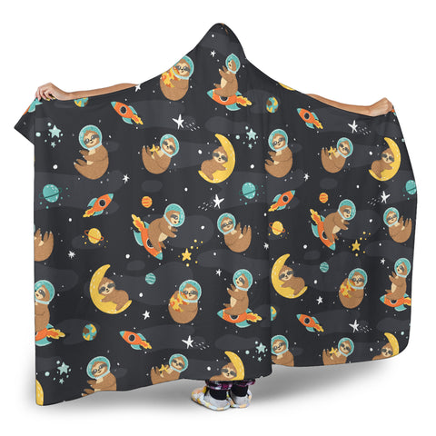Image of Sleeping Space Sloth Hooded Blanket Small Pattern