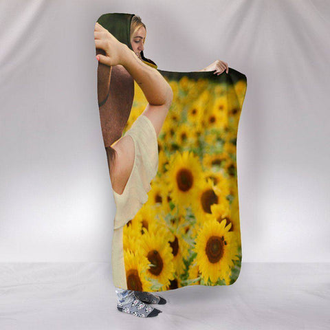 Image of Peacful Sunflower Field Hoodie Blanket 