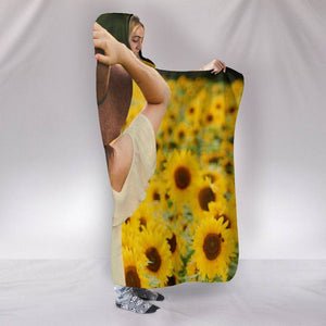 Peacful Sunflower Field Hoodie Blanket 