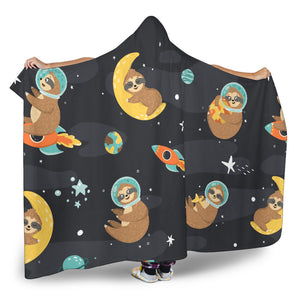Sleeping Sloth Hooded Blanket Large Print