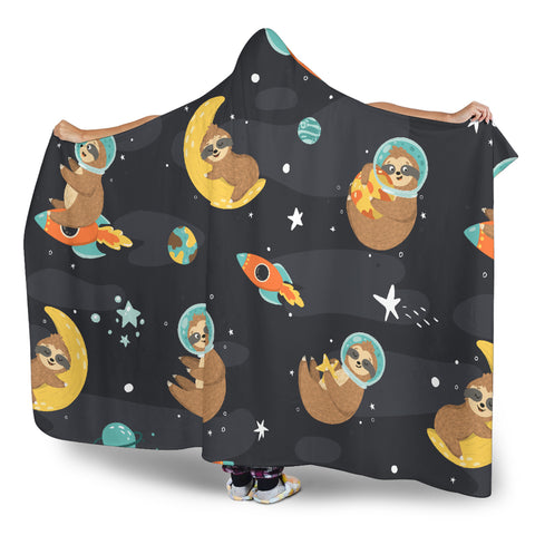 Image of Sleeping Sloth Hooded Blanket Large Print