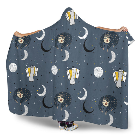 Image of Sleeping Space Sloth Hooded Blanket Large Print