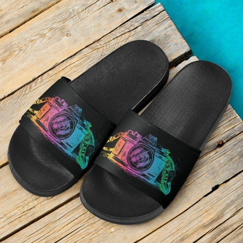 Image of Colorful Scratch Camera Slide Sandals Slides