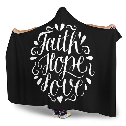 Image of Faith Hope Love Hooded Blanket