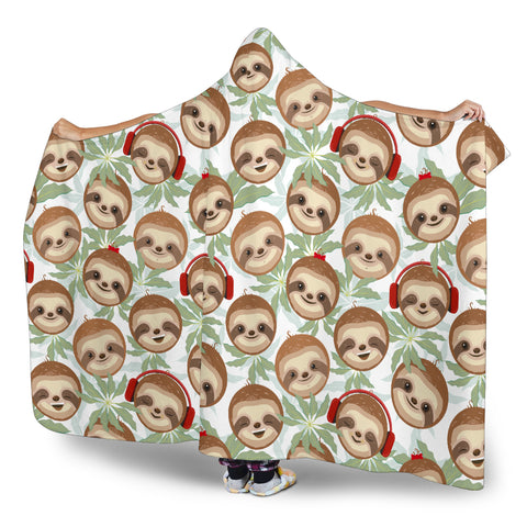 Image of Dj Sloth Hooded Blanket Large Print