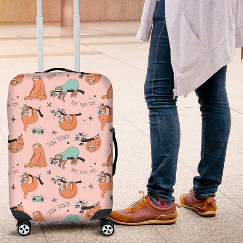 Image of Cool Sloths Luggage Cover Pink
