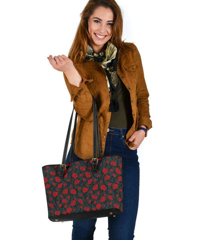 Image of Red Roses Vegan Leather Tote Bags