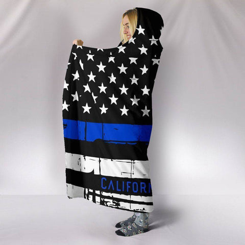 Image of Premium Thin Blue Line Hooded Blanket, California 