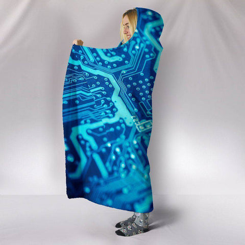 Image of Premium Hoodie Blanket with Blue Circuit Board V.1