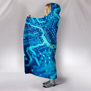 Premium Hoodie Blanket with Blue Circuit Board V.1 