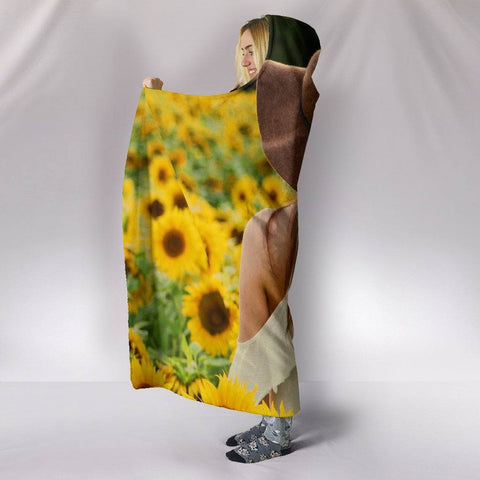 Image of Peacful Sunflower Field Hoodie Blanket 