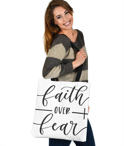 Image of Faith Over Fear Canvas Tote Tote Bag