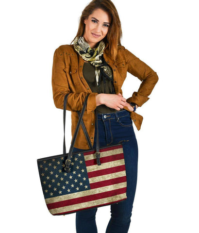 Image of American Flag Tote, Large Vegan Leather Bags