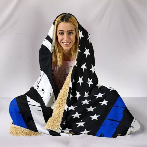 Image of Thin Blue Line Hooded Blanket 