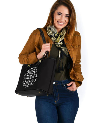 Image of Faith, Hope, Love. Vegan Leather Tote Bags