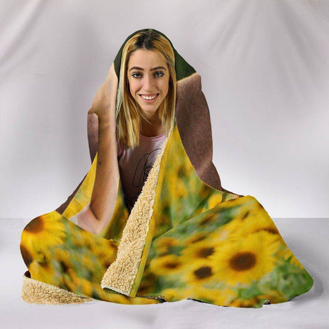 Image of Peacful Sunflower Field Hoodie Blanket