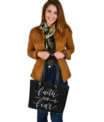 Image of Faith Over Fear, Vegan Leather Tote Bags
