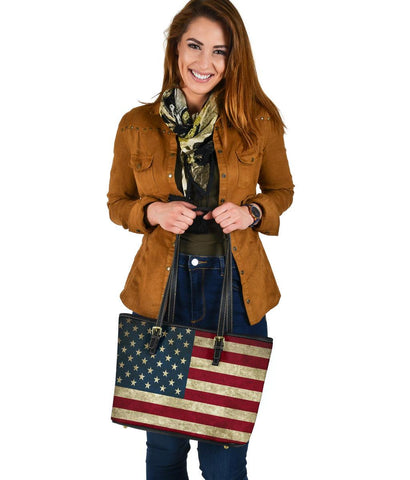 Image of American Flag Vegan Leather Tote Bags