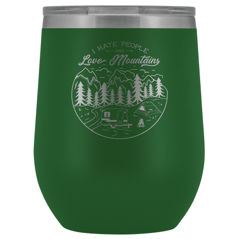 Image of Love The Mountains | Wine Tumbler Wine Tumbler Green 