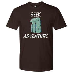 Seek Adventure with Backpack (Mens) T-shirt Next Level Mens Shirt Dark Chocolate S