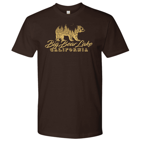 Image of Big Bear Lake California V.2, Mens, Gold T-shirt Next Level Mens Shirt Dark Chocolate S