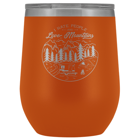 Image of Love The Mountains | Wine Tumbler Wine Tumbler Orange