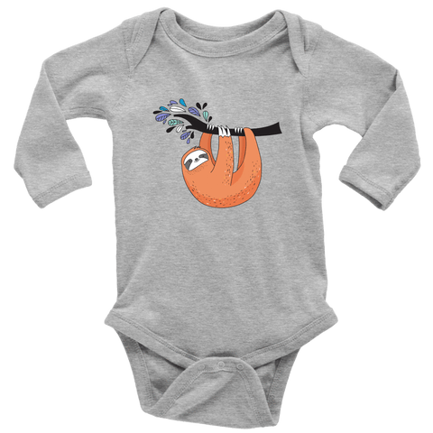 Image of Just Hanging Onsies T-shirt Long Sleeve Baby Bodysuit Heather Grey NB