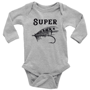 Super Fly T-shirt Long Sleeve Baby Bodysuit Heather Grey NB