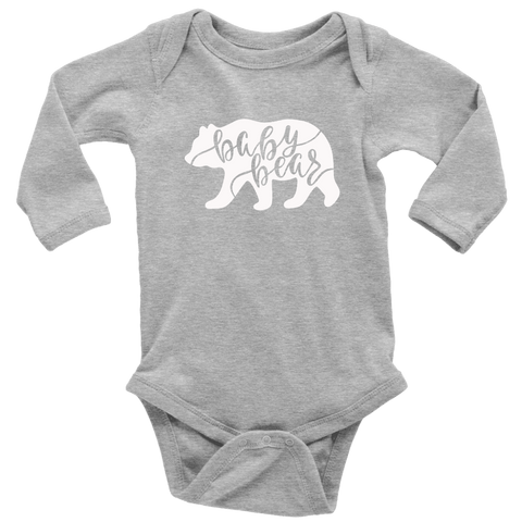Image of Baby Bear Shirts and Onesies T-shirt Long Sleeve Baby Bodysuit Heather Grey NB