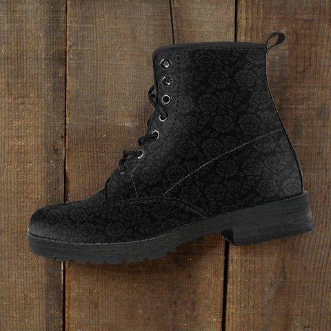 Image of Premium Eco Leather Boots with Rose Art