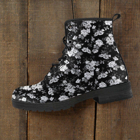 Image of Premium Eco Leather Boots with Rose Art