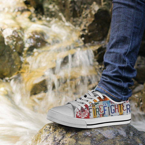 Image of Firefighter License Plate Art | Low Top Shoes Shoes 