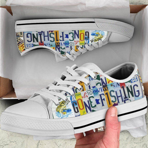 Image of Gone Fishin' | Premium Low Top Canvas Shoes Shoes
